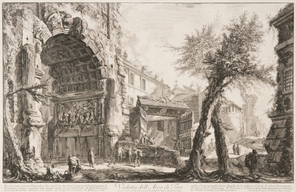 The Arch of Titus in Rome before restoration.The arch depicts the destruction of Jerusalem and the desecration of the Temple.