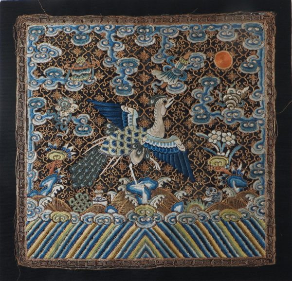 Embroidered silk panel