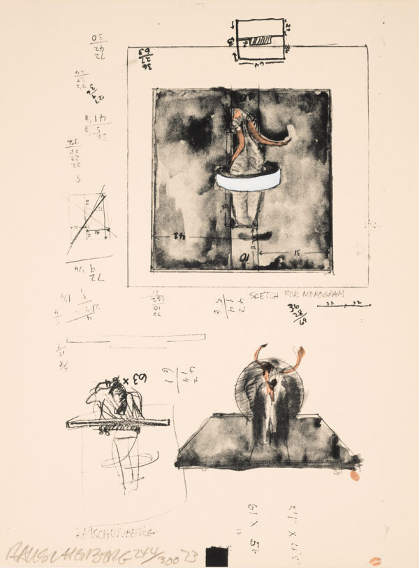 Two sketches of Rauschenberg's sculpture 