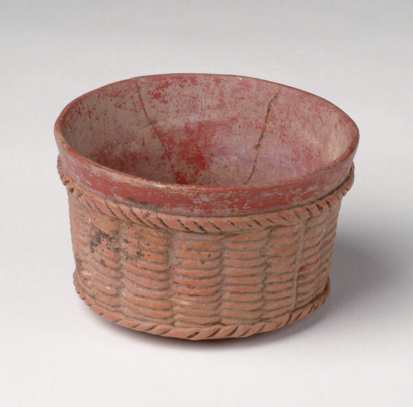 Cylinder bowl with basket weave.