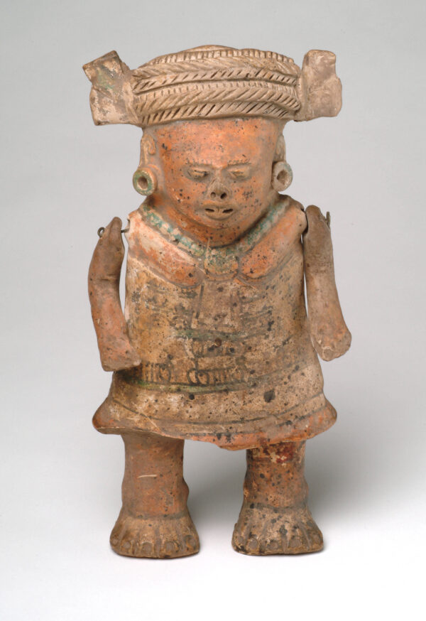 Standing woman with moveable arms.