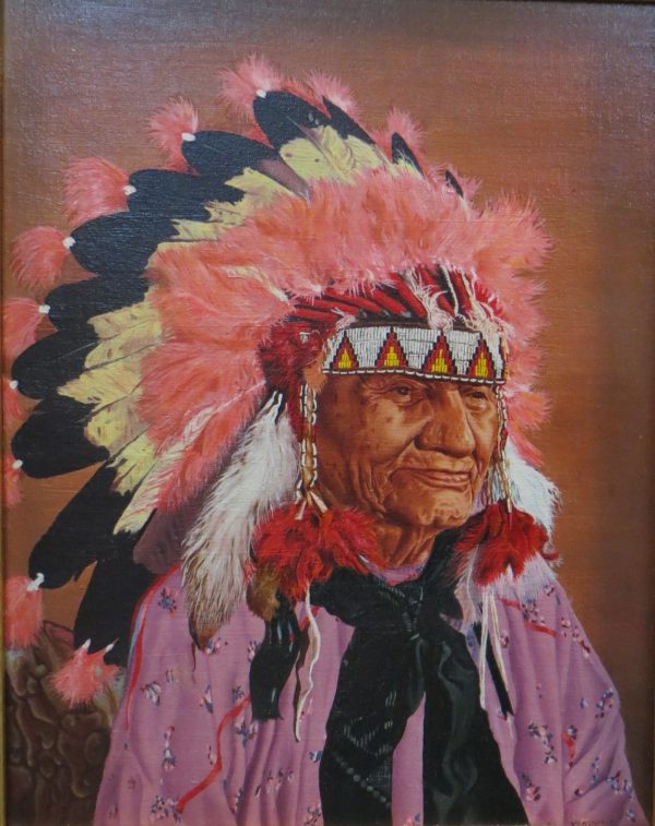 An Indian chief in full headdress.