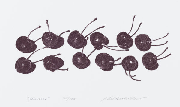 12 Cherries on a blank background.
