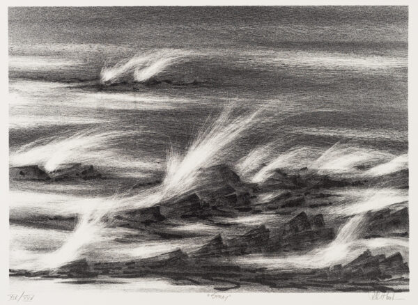 Abstraction of splashes of water off rocks.