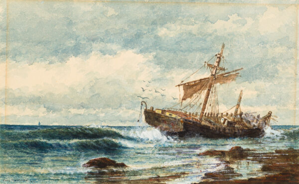 Shipwreck off coast.
