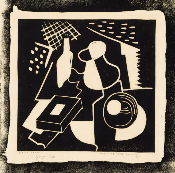 An abstracted black and white still life.