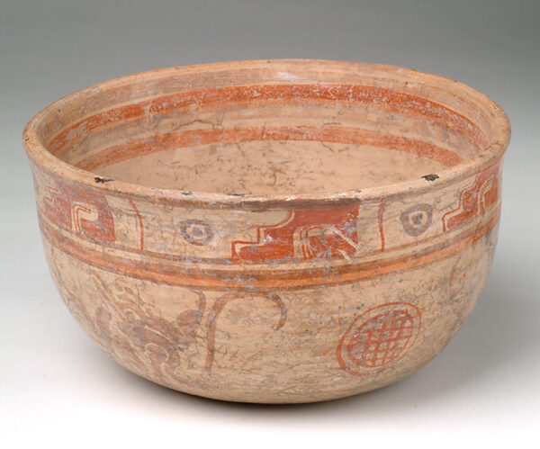 Bowl with tan body, red slip decoration