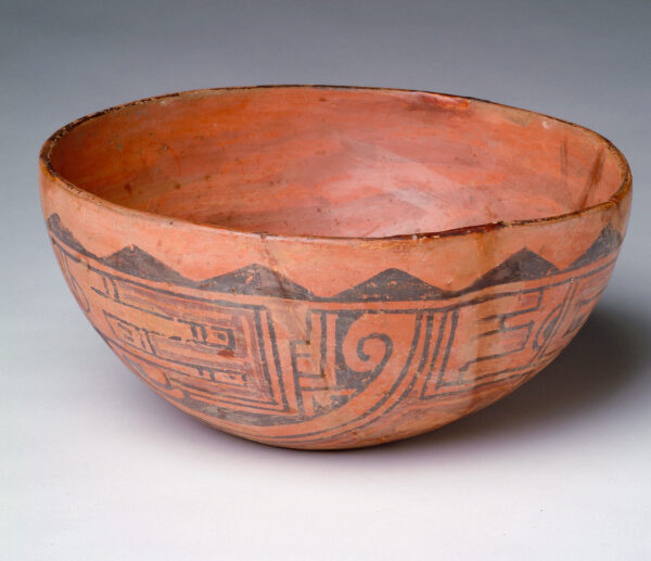 Bowl, red body with black slip decoration