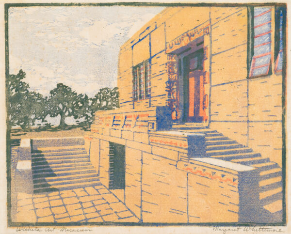 A view of the entrance to the first Wichita Art Museum building.