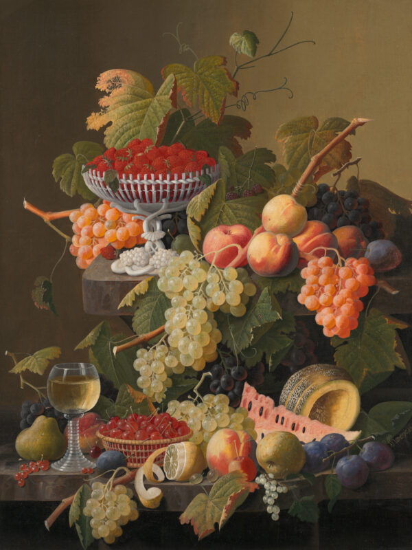 Still life with fruit and wine glass