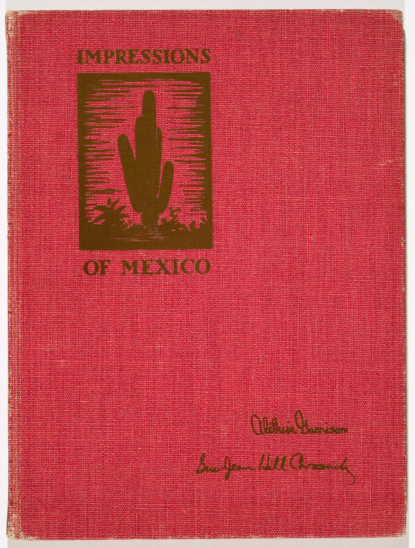 A red bound book with an embossed image of a cactus, the title and author.