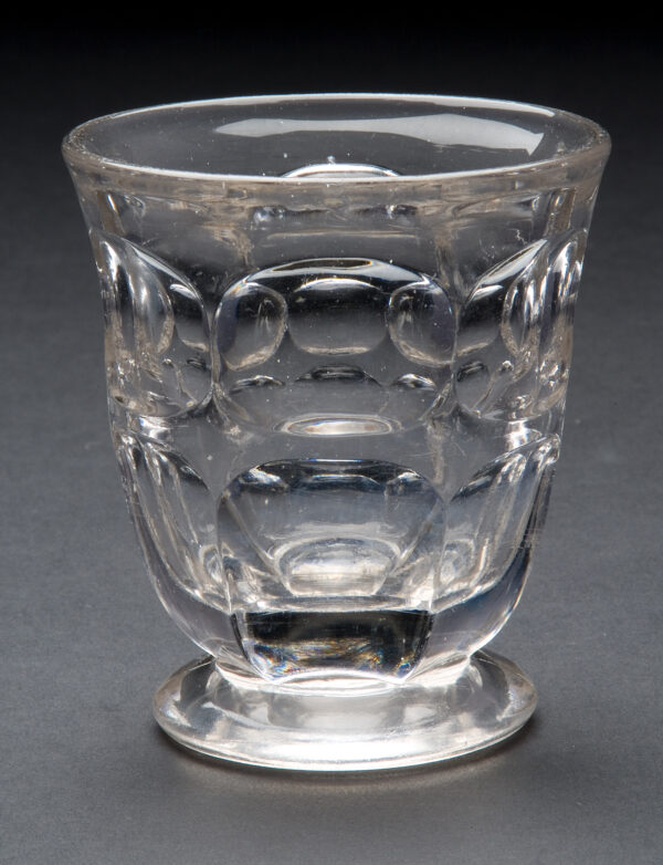 Clear tumbler or egg cup in Excelsior pattern