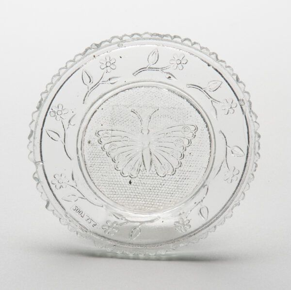 Clear cup plate in Butterfly pattern