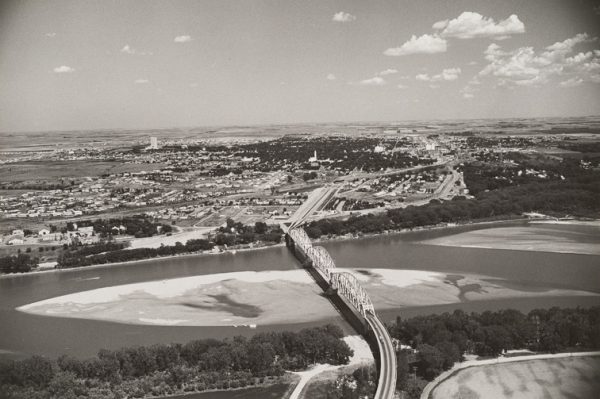 A view of bridge leading to Bismarck, N.D.