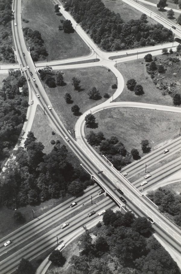 A group of highway interchanges.