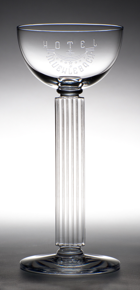 3 ounce wine glass with rectangular fluted column stem.