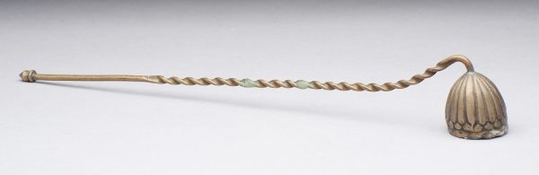 The candle snuffer has a cast bowl with a twisted slender handle.