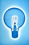 A negative image of a light bulb on blue background.
The original xeroradiograph was made at the Xerox Medical Research Facility, Pasadena, CA