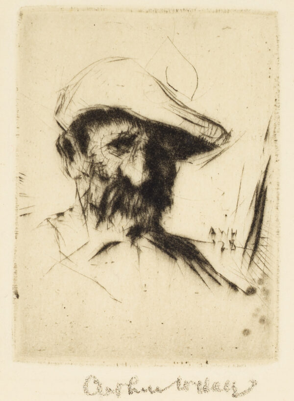 Portrait of an older man with prominent moustache and a hat.