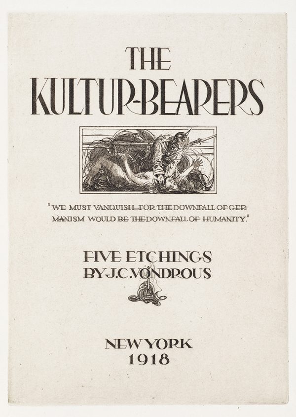WWI: Book cover with title, description, and dates. Image of a man strangling a woman.
