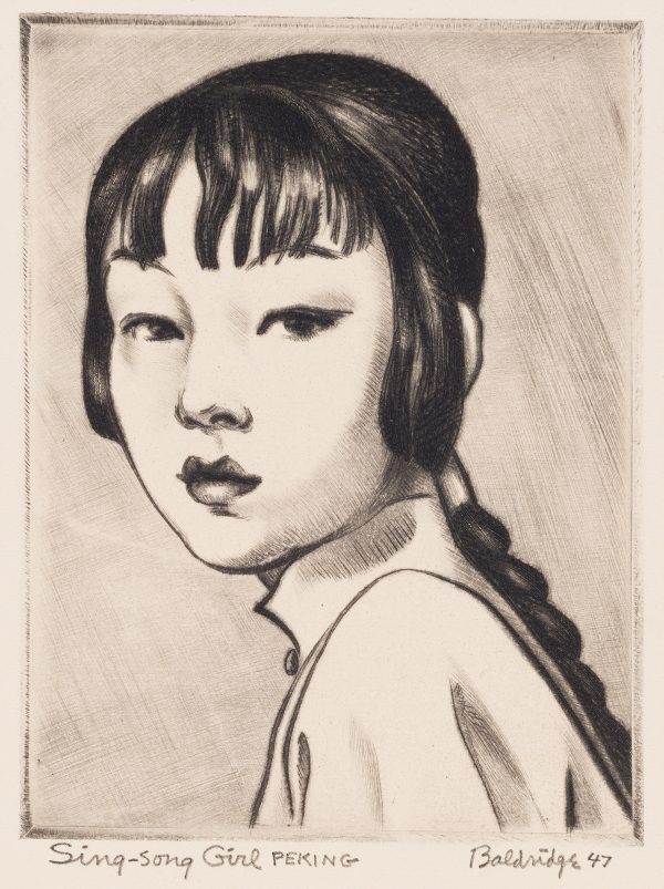 A three-quarter profile of a young Chinese girl. Her hair has bangs and a long braid down her back.