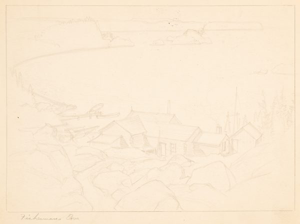 A cove of water next to a fisherman's village.