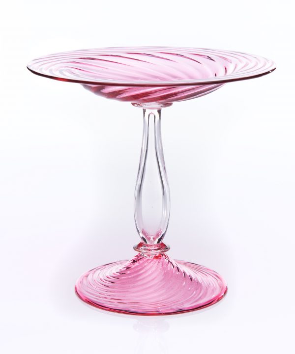 Rosa Tazza shape # 6270, in gold, ruby, and clearglass