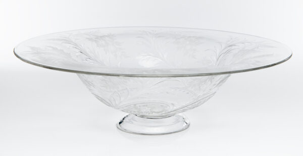 A clear center bowl, engraved