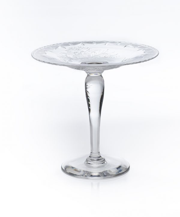 A clear, engraved compote