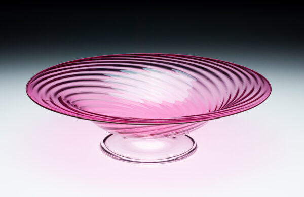 A center bowl shape # 6270 in gold ruby with clear foot