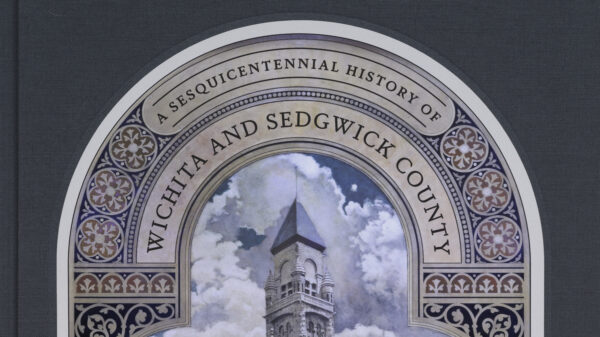Partial image of book cover featuring architectural arches with text 