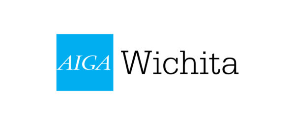 text log AIGA in white on a blue background, followed by Wichita