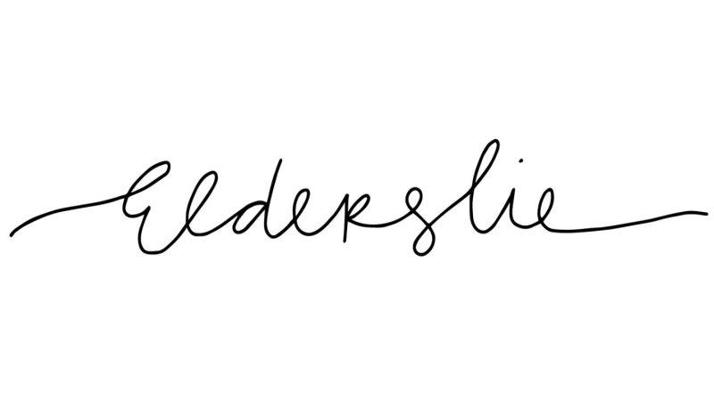 Elderslie name in black cursive writing on a white background
