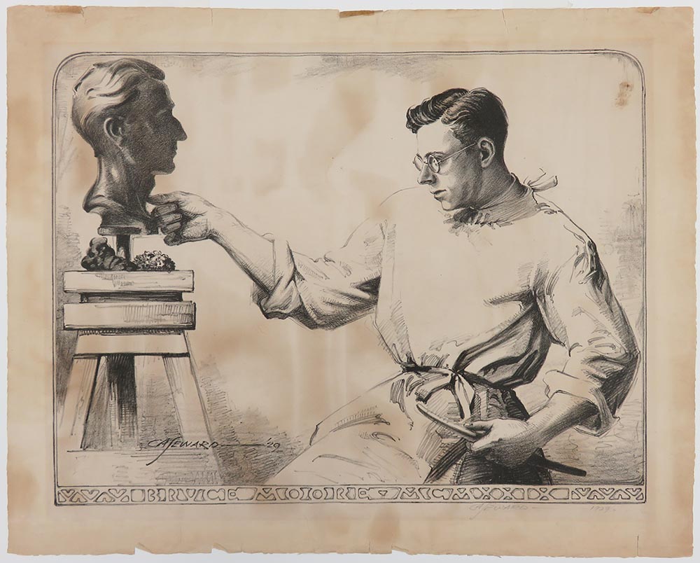 Bruce Moore Sculpting C. A. Seward - Wichita Art Museum